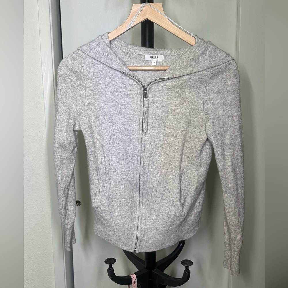 Reiss Gray Zip-Up Hoodie - Size Small